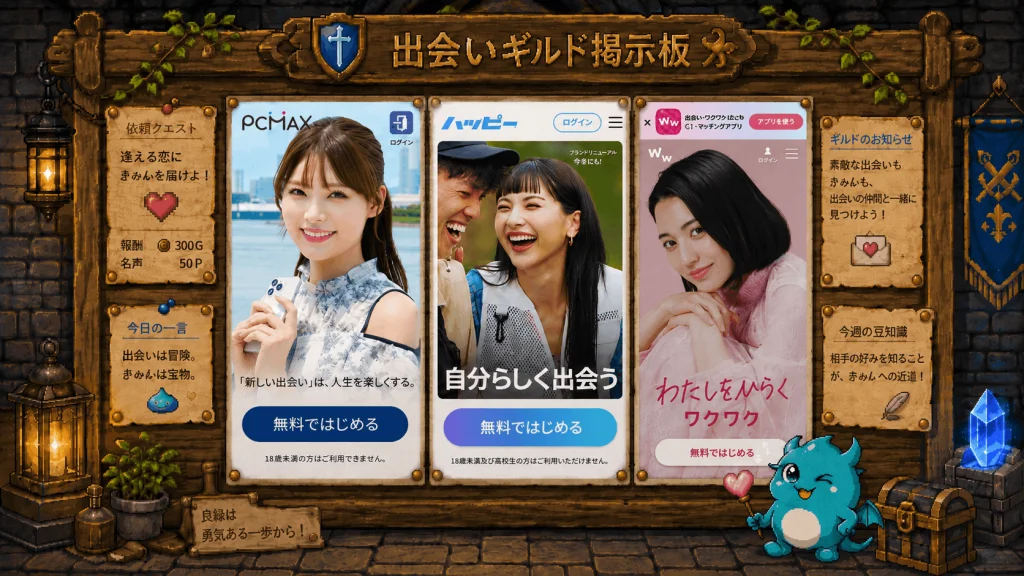 大手出会い系(PCMAXなど)のサイトイメージ
