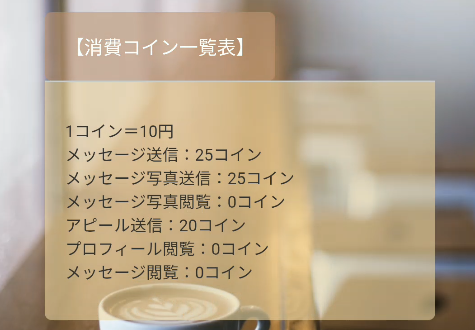 ポケット喫茶 ポイント料金表