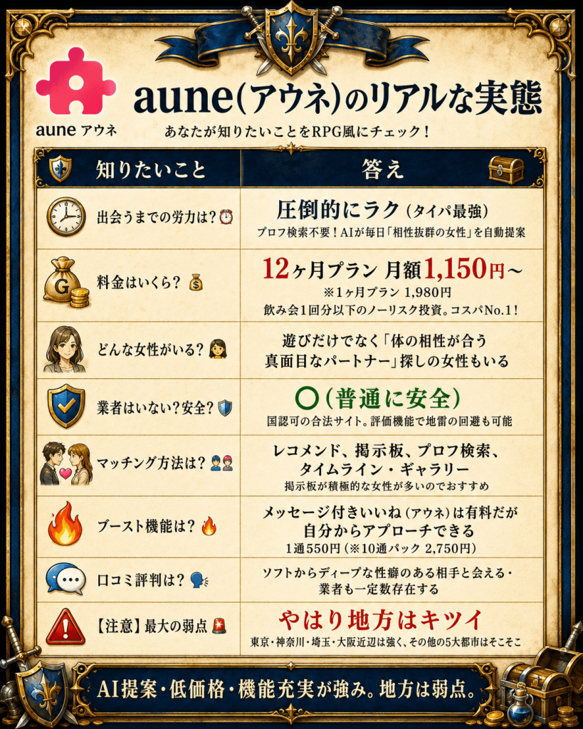 aune年齢層料金表