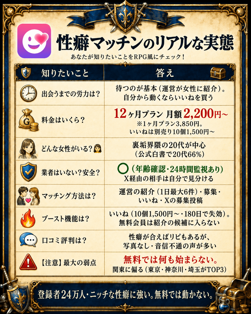 性癖マッチン早見表