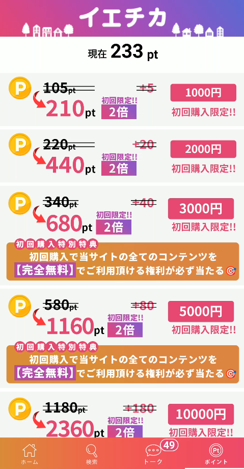 イエチカ コイン購入プラン