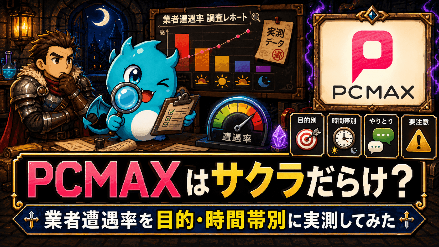 PCMAXはサクラだらけ？業者遭遇率を目的・時間帯別に実測してみた