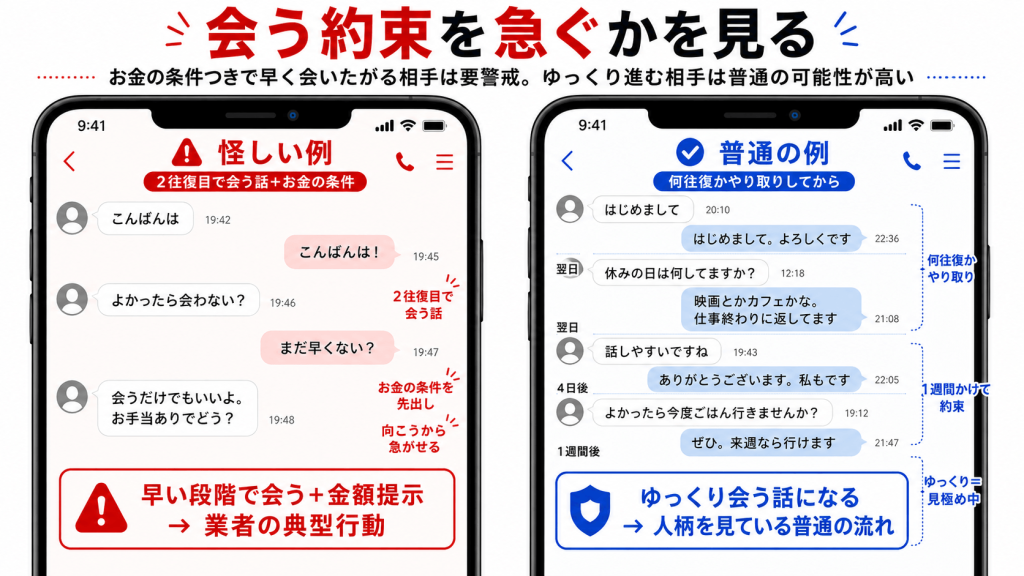 会う約束を急かす