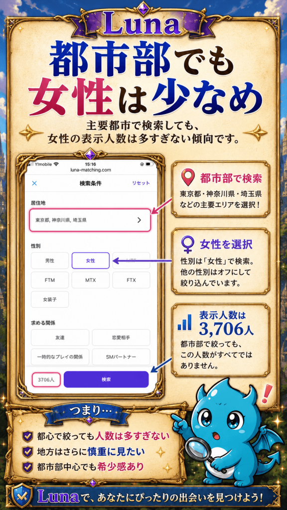Luna地方が少ない