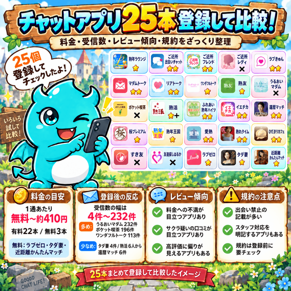 チャットアプリ25本登録比較
